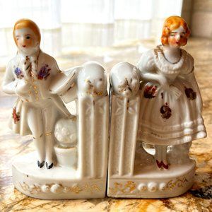 Vintage Victorian Porcelain Book Ends
